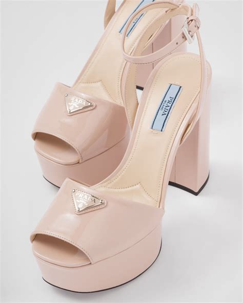 Powder Pink Patent leather platform sandals 